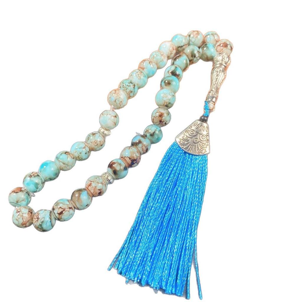 Pulsera de cuentas de oración musulmanas de vidrio de 10 mm - Oriente Medio, 33 cuentas, accesorio de culto árabe