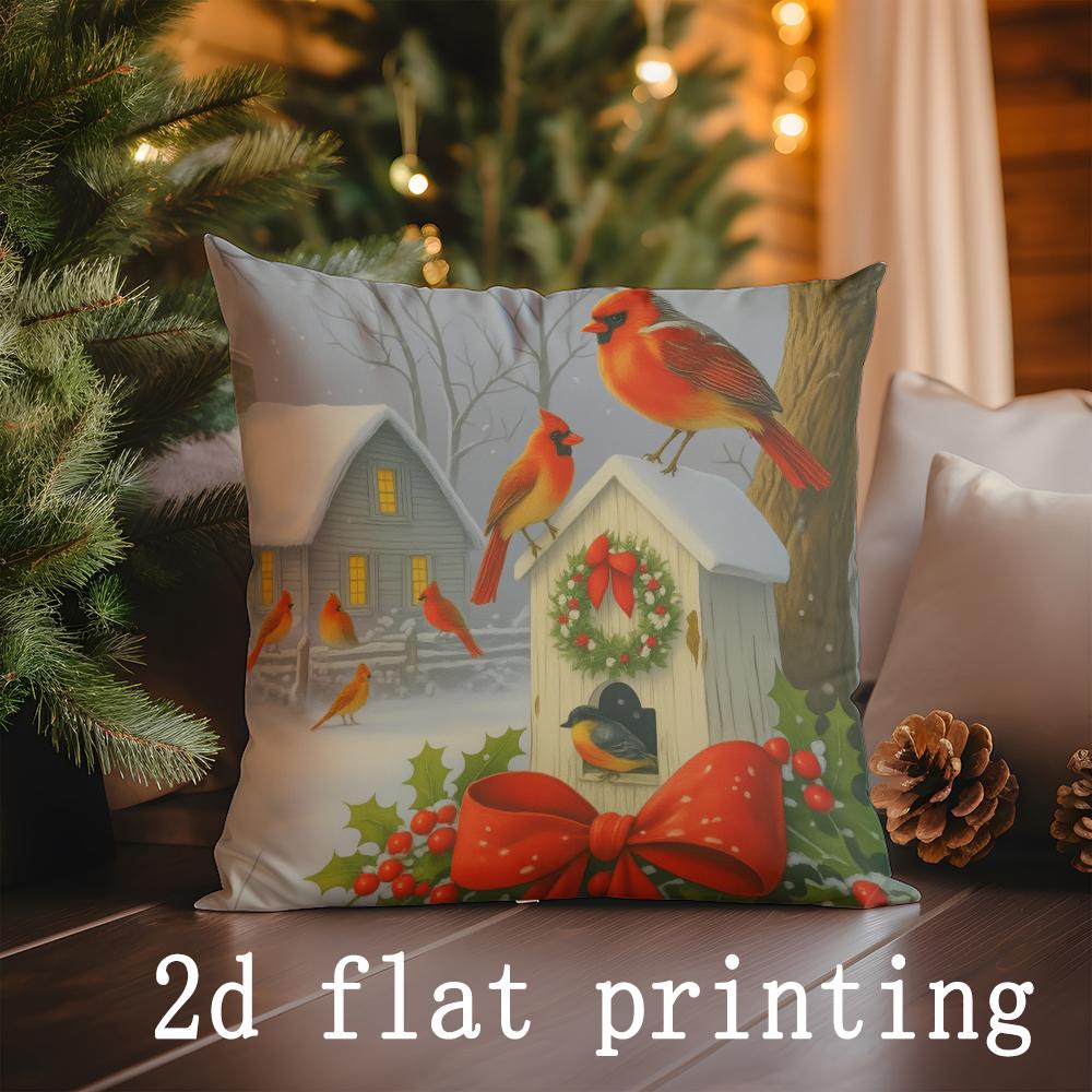 Weihnachts-Dekokissenbezüge mit lebendigen Mustern, Kissenbezug für Sofa, Schlafzimmer, Auto