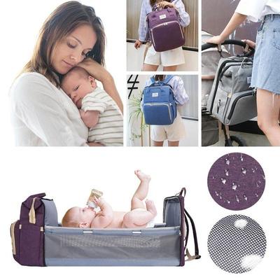 Lettino pieghevole portatile per mamma Borsa per lettino multifunzione Zaino per mamma e bambino di grande capacità