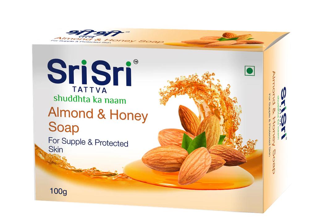Sri Sri Almond Honey Soap - For Supple & Protected Skin, 100 G