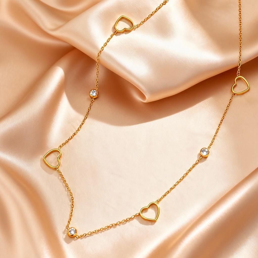316L Stainless Steel Heart Flower Pendant Necklace for Women, Fashion Gold Plated Zircon Butterfly Charm Necklace,Luxury Jewelry