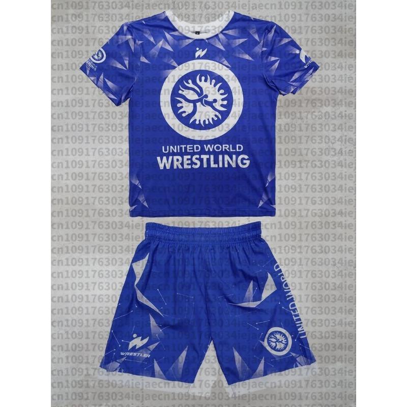 2026 Neues Sommer-Herren-United World Wrestling Sportbekleidungsset Kurzarm-T-Shirt und Shorts für MMA-Training Leicht