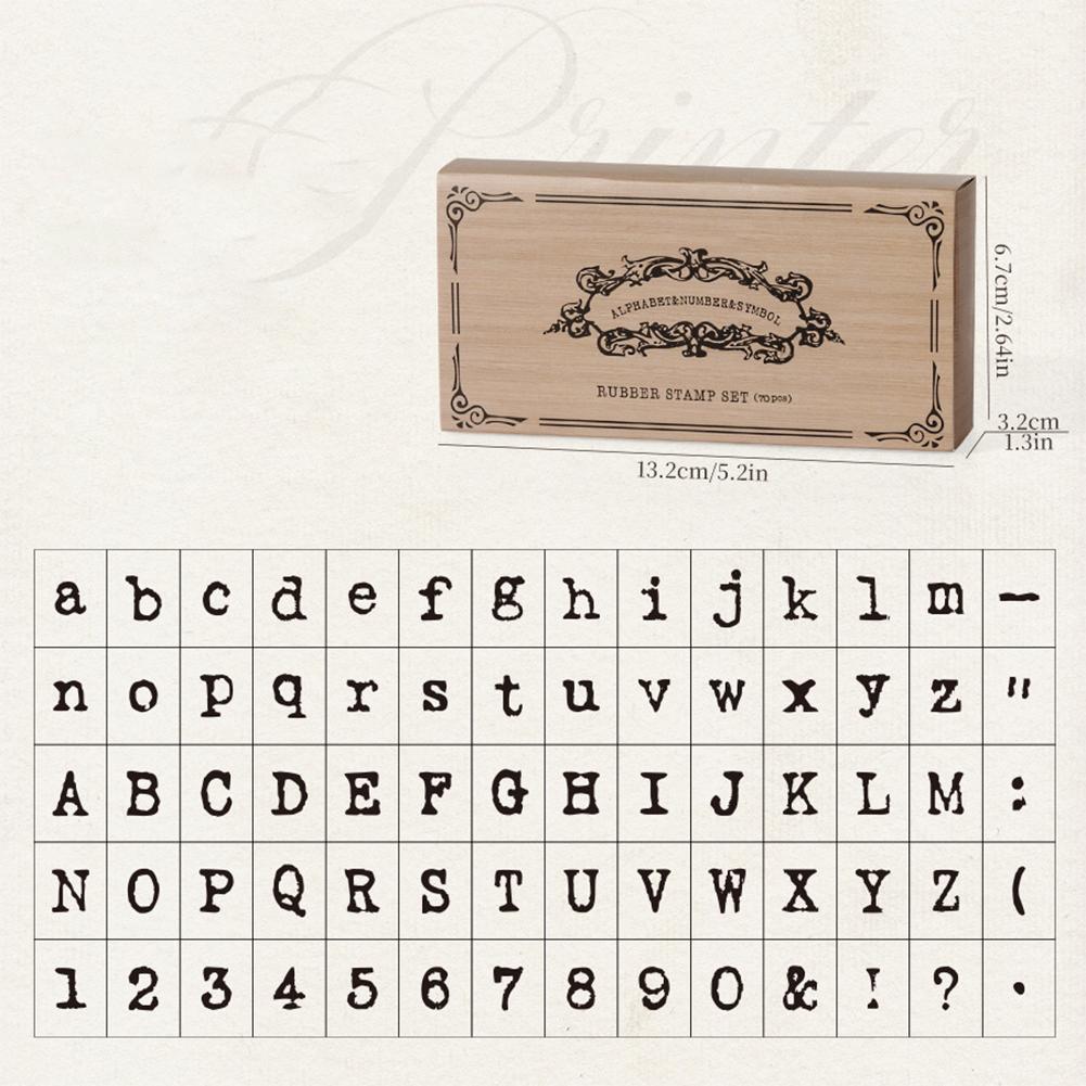 

70Pcs/set English Letters Numbers Wooden Rubber Stamps Sets DIY Rubber Stamp for Card Making Journal Scrapbooking Supplies