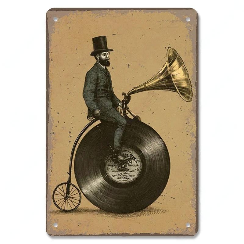 Vintage Kovové Plechové Značky Retro Hudební Plakáty Vinylová Deska Gramofon Kovová Plaketa Nástěnná Dekorace pro Kavárnu Bar Klub