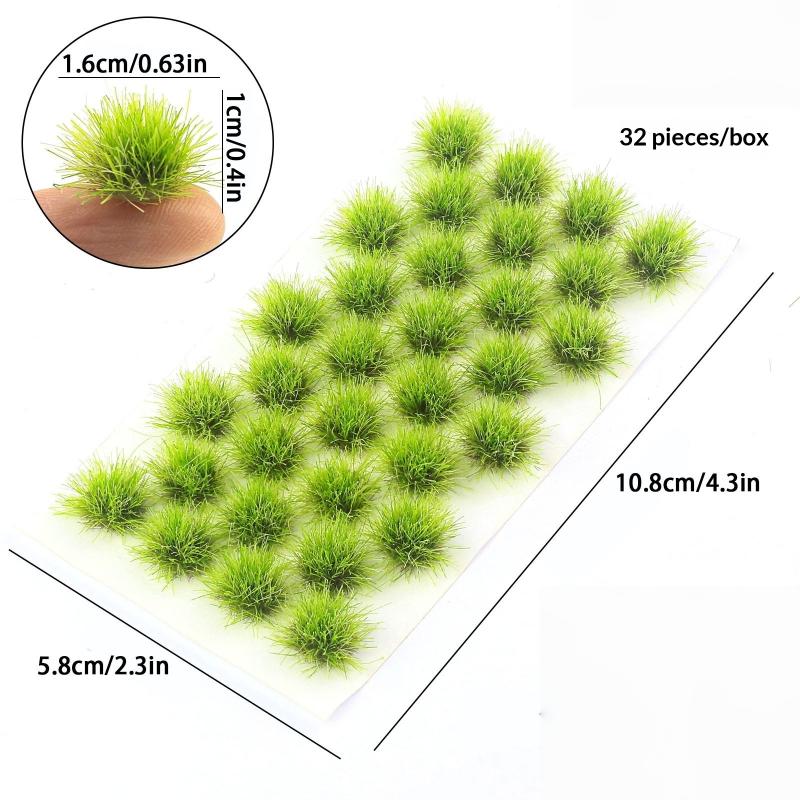 32/60Pcs Resin Static Scenery Ornament Static Grass Tuft Model Grass Tufts Terrain Model Kit Fake Moss Grass For Train Lands