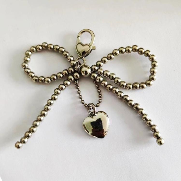 Elegant Bowknot Beaded Keychain Charm Fashionable Keyring Charm Beaded Charm Pendant Handbag Charm Suitable for Women