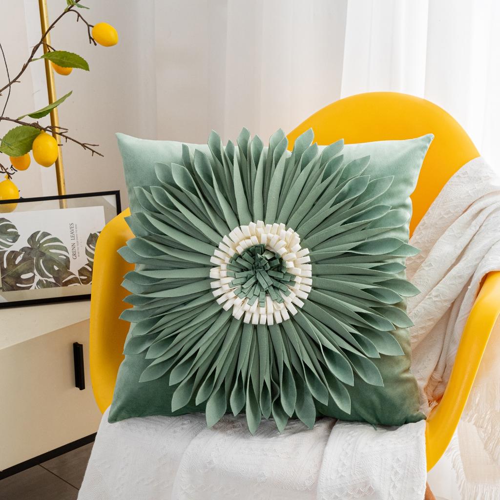 European and American Light Luxury Ins Style Hug Pillow with Daisy Flower Handmade Splicing Backrest Pillow New Backrest Cushion