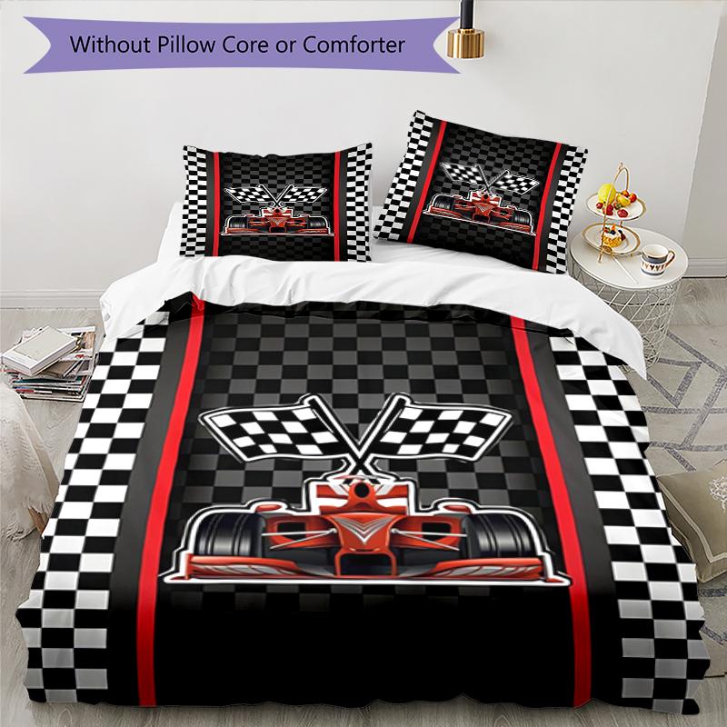 Set Biancheria da Letto da Corsa 3 Pezzi Copripiumino Chiusura Include 1 Copripiumino e 2 Federe, Morbido e Confortevole per Tutte le Stagioni.