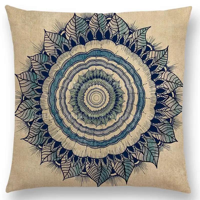 

Красивый Лиственный Цветочный Узор Мандала Наволочка Кольца Роста Великолепные Цветочные Принты Наволочка для Диванной Подушки Домашний Декор Декоративная 50x50cm жёлтый