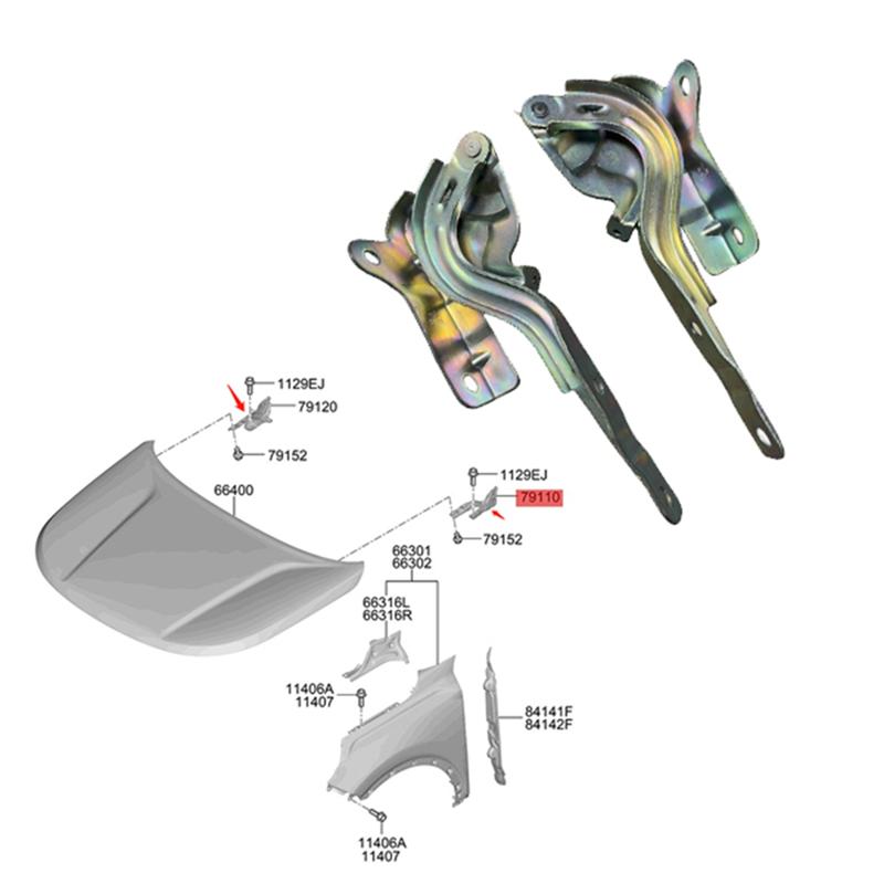 

1Pair Engine Bonnet Hinge Car Hood Hinges Driver & Passenger Side 66910-Q2000 For Kia Sportage --A87Q як показано кольору