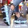 Kids Lights Sports Shoes Rubbing Shoes Charging and Disassembling Four Wheels Slide Shoes LED Kids Glowing Sneakers
