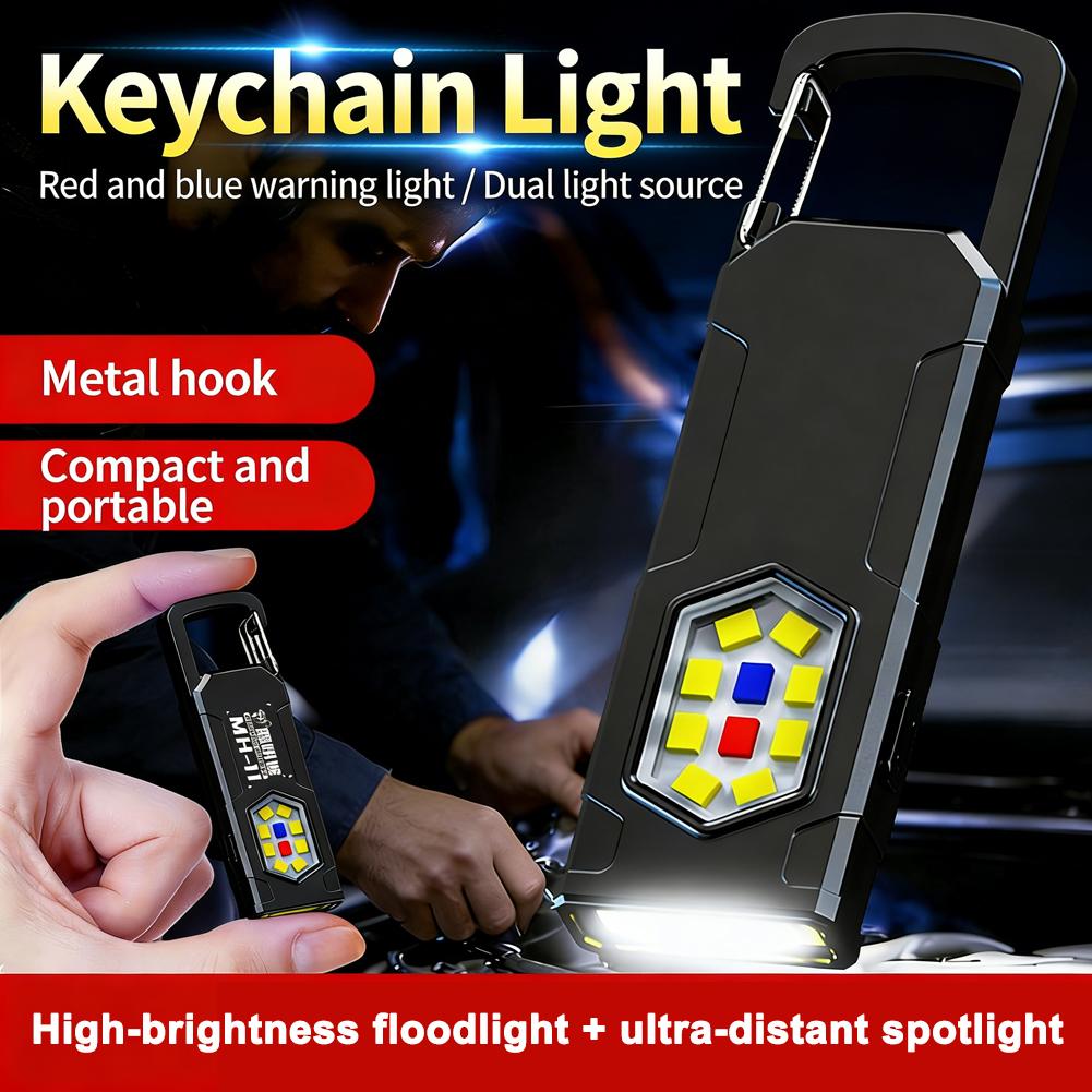 Multi Functional Portable Light Warning Outdoor Emergency LED Lighting Flashlight Super Bright Mini Keychain Light