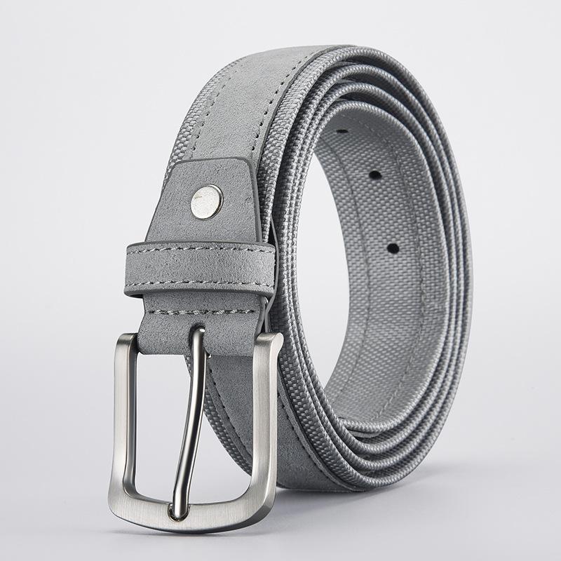 Belt Creative Fleece Leather Men'S Belt, Pin Buckle Trendy Pants Leather Goods Oxford Cloth Men'S Belt
