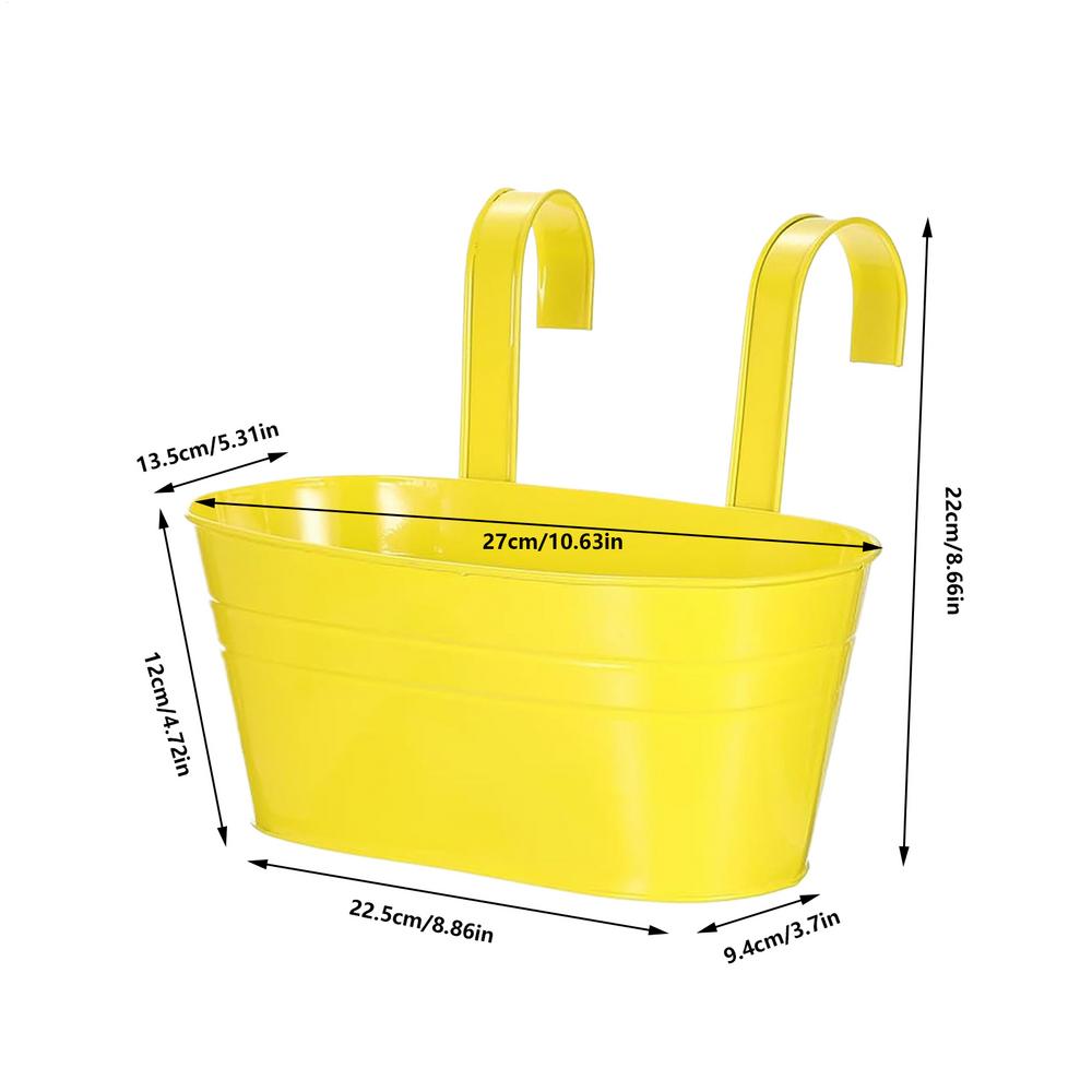 27cm Hangable Flower Pot Fence Hanging Flowerpot With Detachable Hook Metal Iron Plant Pot Holders Double Hook Hanging Flowerpot