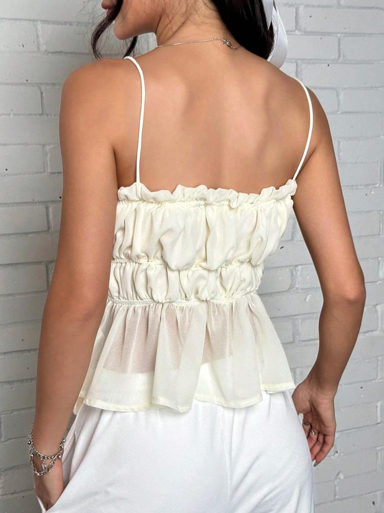 Summer Dress Set Vacation Style Slim Fit Sexy Crop Top with Ruffles High Waist