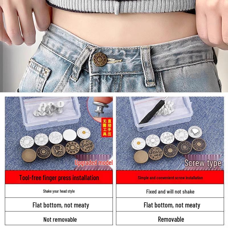 Elastic Belt Buckle Adjustment Button for Jeans - Waist Tightening Accessory