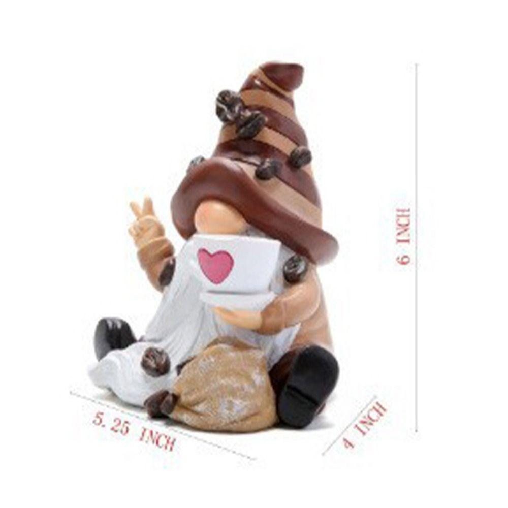 Resin Gnome Figurine Funny Miniature Sculpture Micro Landscape Coffee Dwarf Statue  New Year