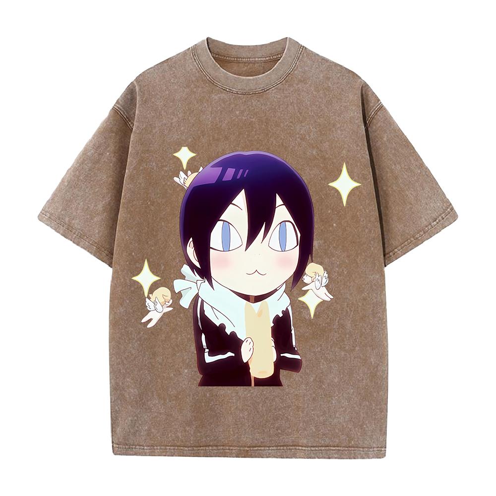 Hot Anime Noragami Yato Graphic Tee Men Women Short Sleeve Clothing Washed Cotton Tshirt Casual T-shirt Harajuku Vintage T Shirt