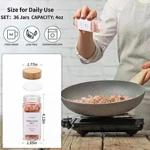 3/12 szt. Szklane słoiki na przyprawy z bambusową pokrywką pojemniki na przyprawy sól pieprzniczki pojemnik na przyprawy zestawy do przechowywania w kuchni Hot