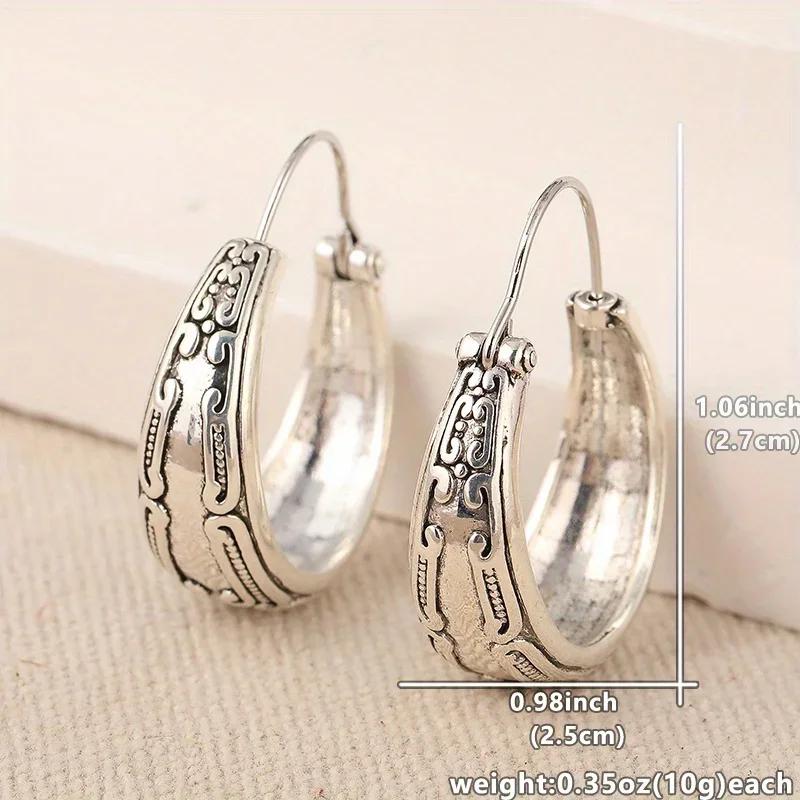 Geometric Vintage Patterned Hoop Earrings Creative Earrings Accessories for Women's Daily Parties Holiday  Jewelry Gifts
