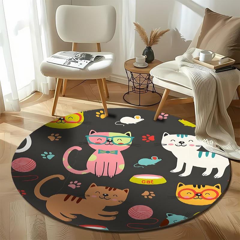 Free Shipping Colorful Cartoon Cats Round Rug for Kids' Room Round Carpet for Home Sofa Bedroom,gift