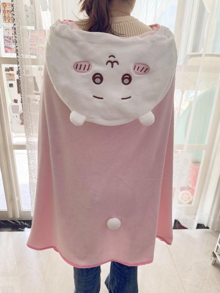 Chiikawa Usagi Hachi Hooded Cloak Blanket Shawl Cape for Lazy Days