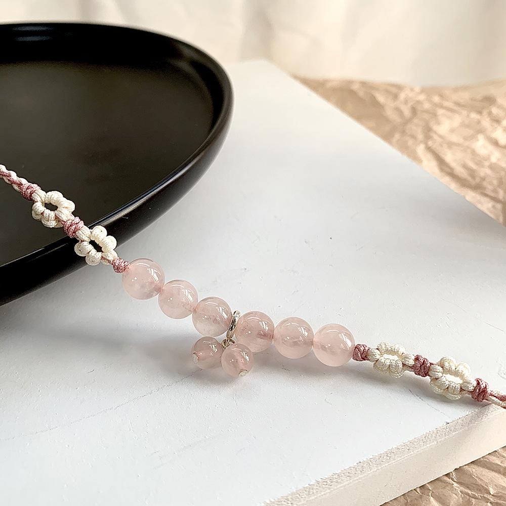 Half-sugar peach natural pink crystal bracelet9Silver Braided Bracelet for Girlfriends Factory-supplied amethyst