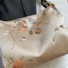 Retro Beige Embroidery Handbag Women Beaded Handle Large Capacity Shoulder Bag Ladies Elegant Luxury High End Underarm Bags