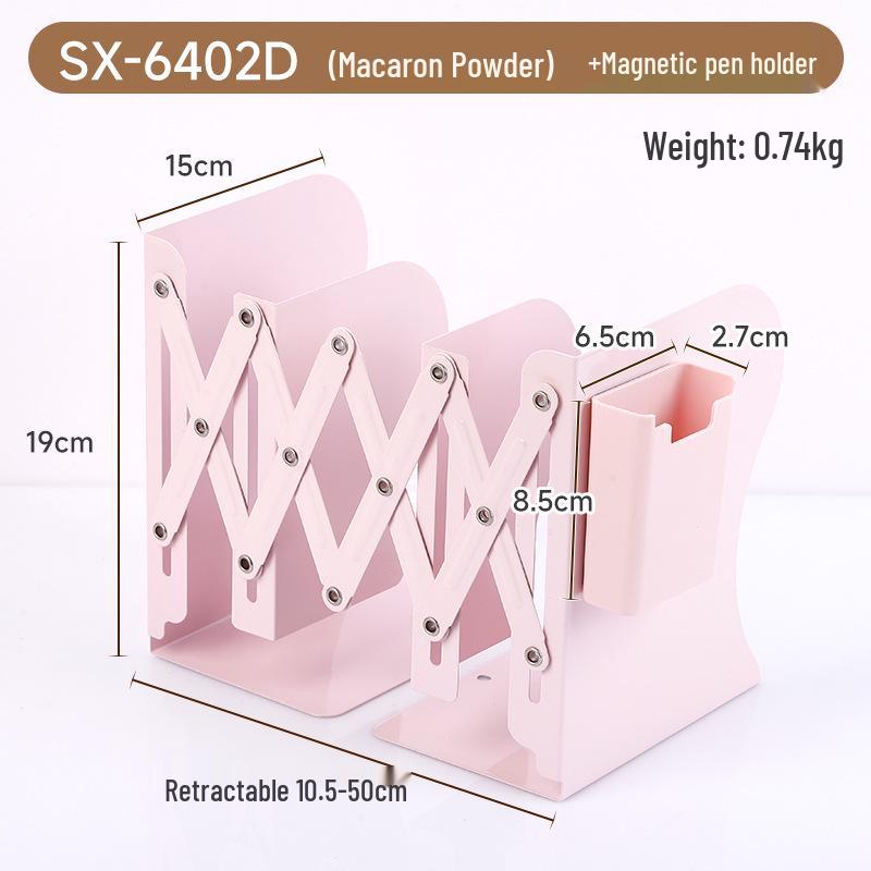 Magnetic Retractable Book Stand with Pen Holder - Desktop Bookcase Divider and Folding Fixer.