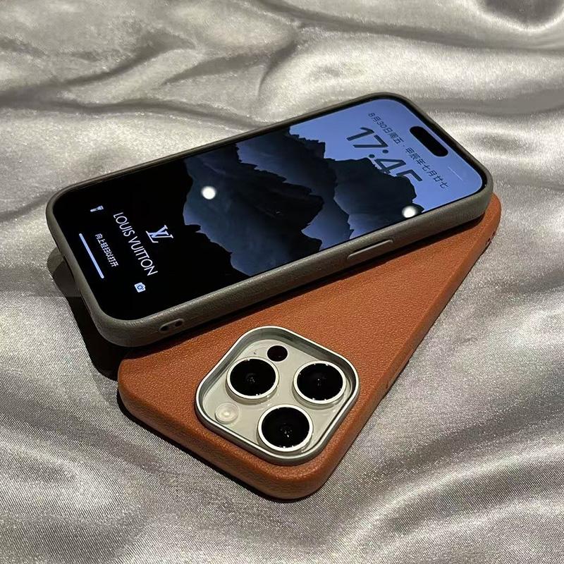 Matte Litchi Texture Leather Soft Case For iPhone 17 16 16E 15 14 13 12 11 Pro Max XS XR 7 8 Plus SE2 Silicone Shockproof Cover