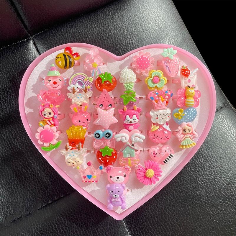 Children's ring little princess cute girl gemstone cartoon jewelry little girl baby shiny rhinestone ring