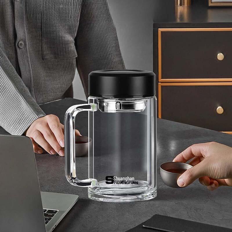 Shuanghan Double-Layer Borosilicate Glass Tea Tumbler