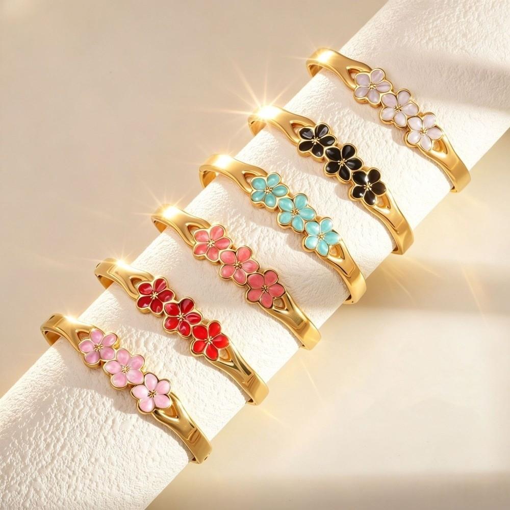 Enamel Design Gold Plated Bracelet Stainless Steel Women's Bracelet Women Daily Wear