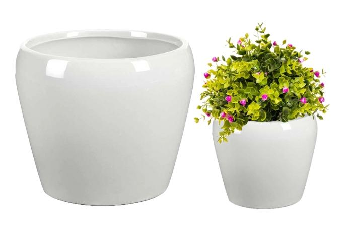 White Ceramic Decorative Flower Pot 18 X 15 Cm
