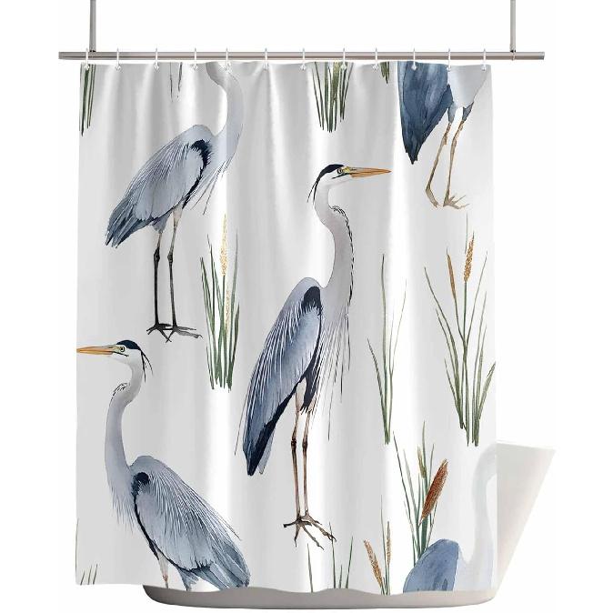 Shower Curtain, 72 x 72 Inches Shower Curtain Liner, Birds Heron in The Water Shower Curtains for Bathroom, Shower Stall & Bathtubs, Waterproof