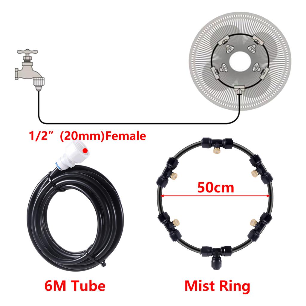 16 Inch Outdoor Fan Cooling Misting System Mist Fan Nozzles Kit Water Fog Sprayer Fan Sprayer Outdoor Garden Patio Nebulizer