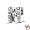 100% Real 925 Sterling Silver Letter Alphabet A-Z Charm Name Bead Fit  Bracelet Pendant Jewelry