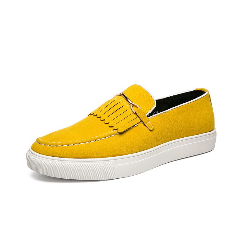 Men s Suede Slip-On Loafers with Horsebit Buckle - Large Size, Solid Color, British Style 40 жёлтый