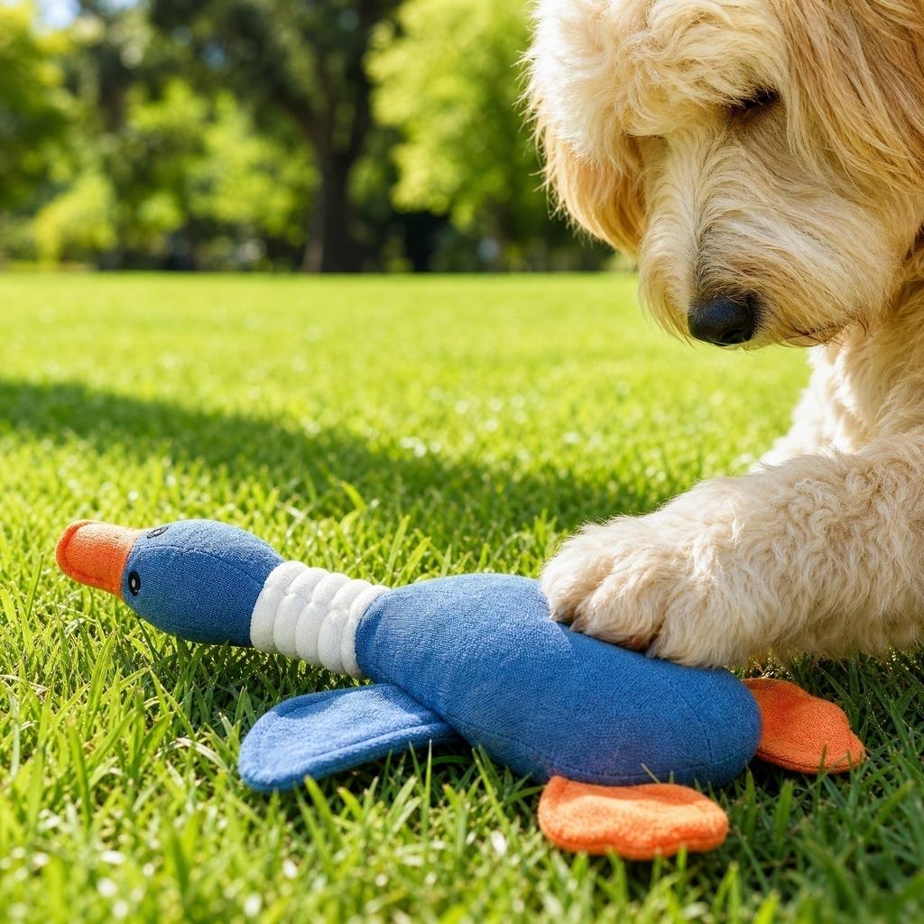 Plush Linen Squeaky Toy for Dogs, Interactive Teething Toy with Squeaker - Fun Pet Toy for Puppy, Small and Medium Breeds