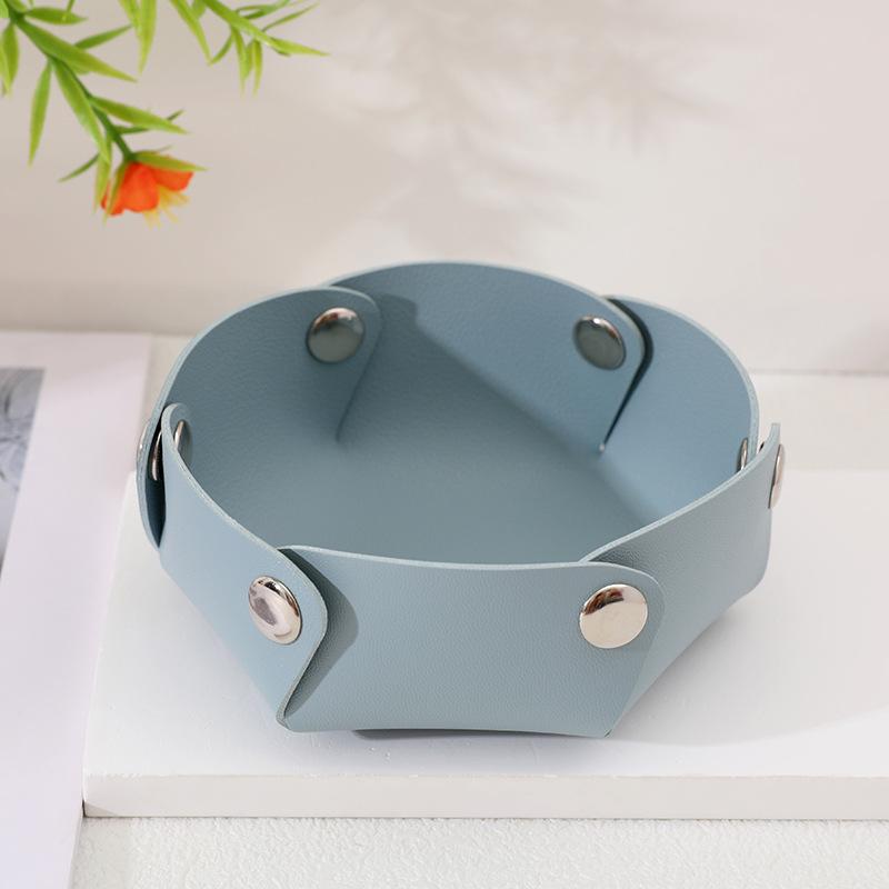 Compact PU Leather Foldable Tray: Entryway and Living Room Organizer for Keys and Jewelry