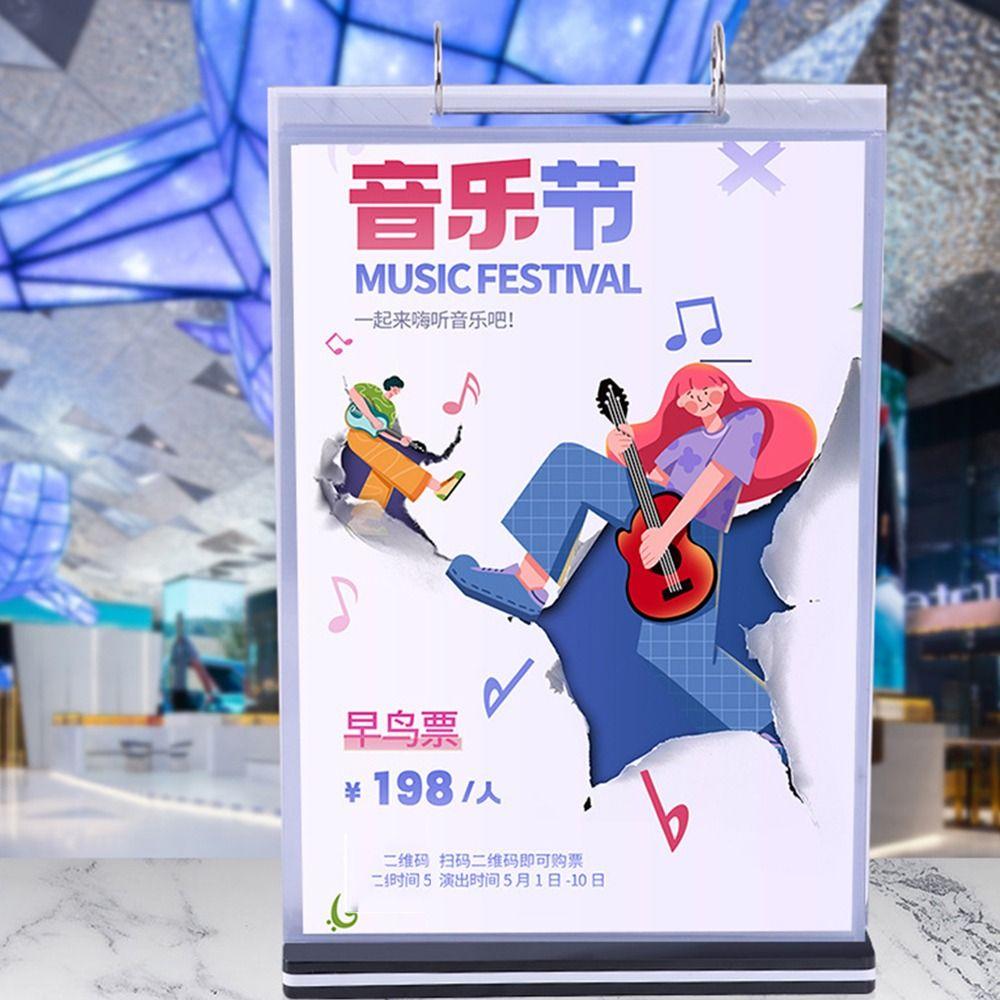 Clear PVC Menu Display Stand Sturdy Base Tabletop Loose-leaf Rack Pageable Folder Retail Stores