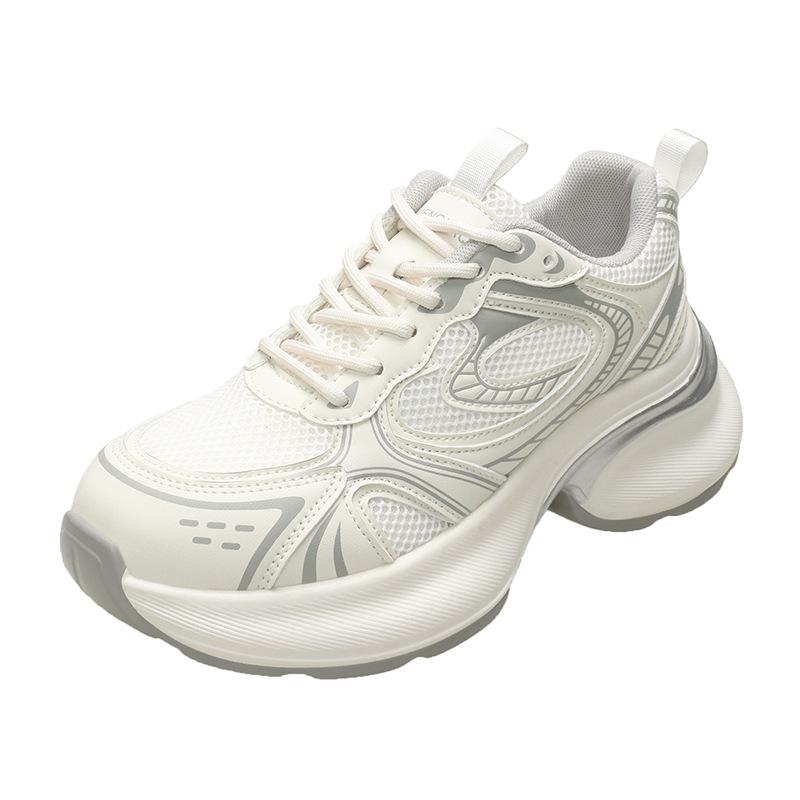 [Silver Yi] Camel Women's Shoes 2025 Spring Breathable Dad Shoes Thick Soles Increased Silver Sneakers Women's Breathability Increased