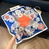 Fashion Black and White Printing Temperament Square Scarf Imitation Silk Korean Version Decorative Scarf Scarf Professional Decorative Shawl Silk Scar