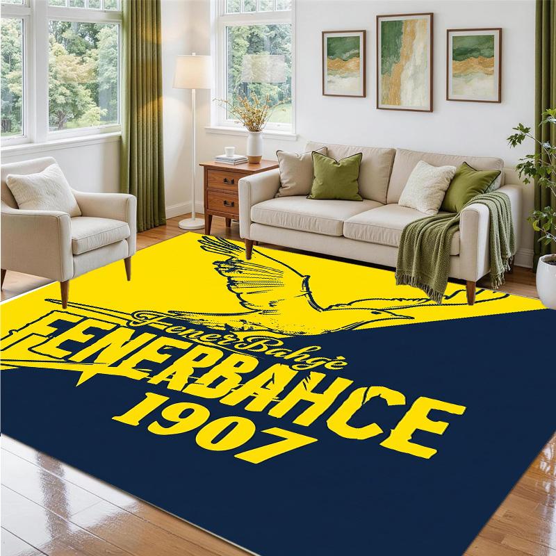 Fenerbahçe FC Design Crystal Velvet Rug Soft Decorative Mat for Bedroom Entrance