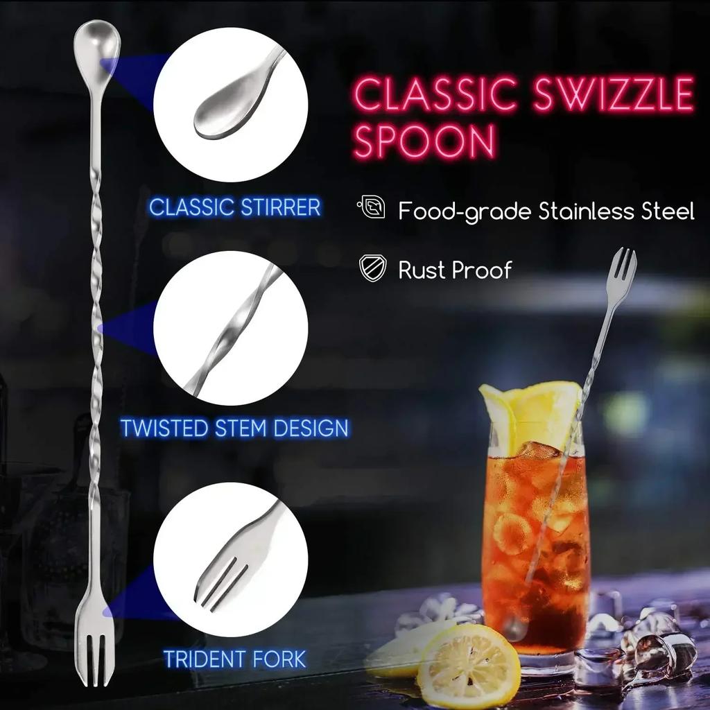 Stainless Steel Cocktail Muddler and Mixing Spoon Home Bar Tool Set - Create Delicious Mojitos and Other Fruit Based Drinks