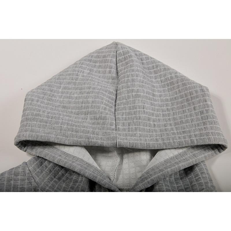 Color Block Waffle Drawstring Hoodie, Casual Long Sleeve Pocket Sweatshirt, Women's Clothing