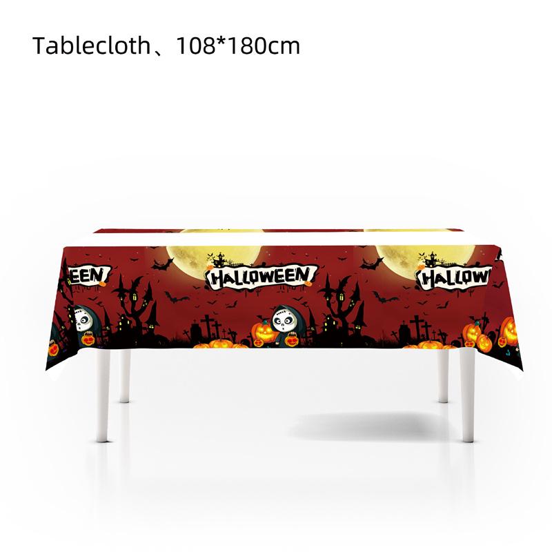 Halloweenský ubrus Fright Night: Design Hrad Dýňového Ducha, Jednorázový PE Materiál