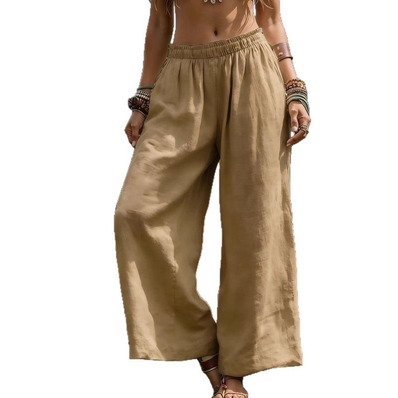 Women S Solid Color Loose Casual Wide Leg Long Pants