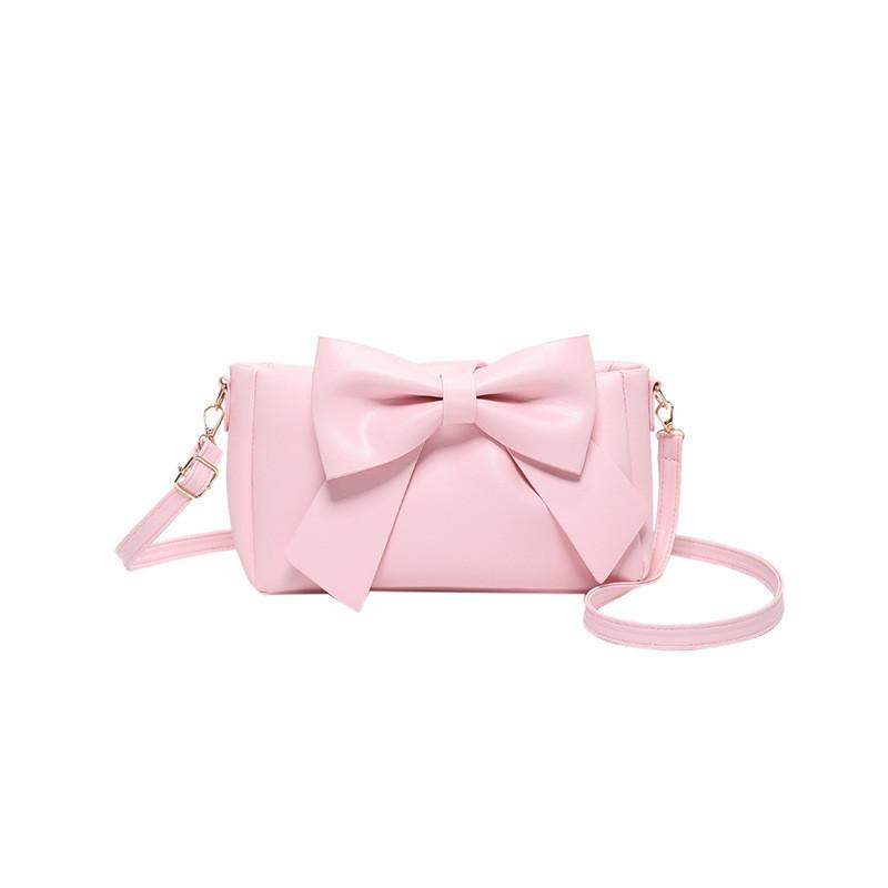 

White Black Yellow Pink Street Style Butterfly Knot Crossbody Bag рожевий