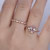 New Rose Gold Inlaid with Water Drop Powder Zircon Pair Ring European Beautiful Women's Wedding Engagement Floral Jewelry